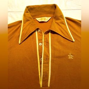 Vintage 70’s Munsingwear Penguin Grand Slam Size M Polo Shirt Gold Runs Small